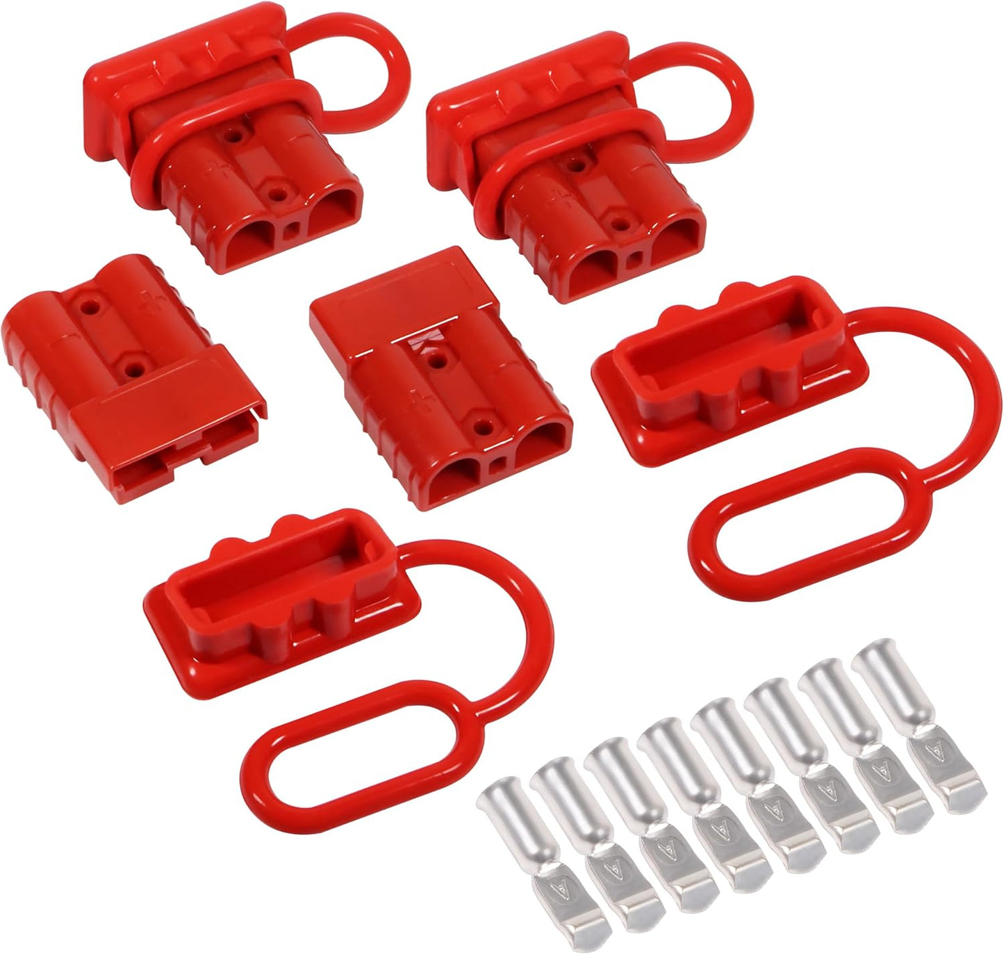 50A 600V Battery Quick Connect Disconnect Connector 6-10AWG Battery Cable Connector Fit for 6-10 Gauge Connect and Disconnect Plug Connector with Protect Cover and Screws
