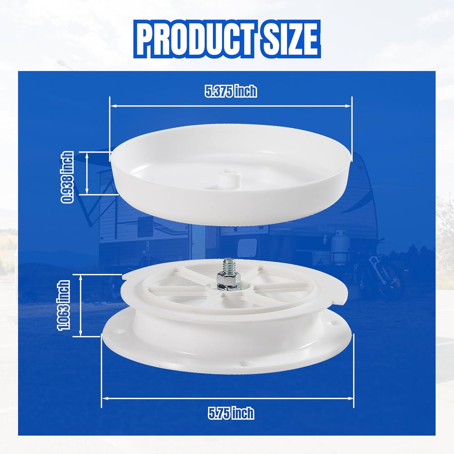 RV Roof Mushroom Vent Cover Plumbing Vent Cap Waterproof for Camper Trailer Ceiling Ventilator for Improved Airflow Heat Reduction, 2Pack
