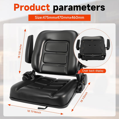 Universal Forklift Seat, Tractor Seat,with Micro Switch and Safety Belt,for Tractor, Mower, Skid, Loader, Telehandler, Backhoe, Excavator Dozer