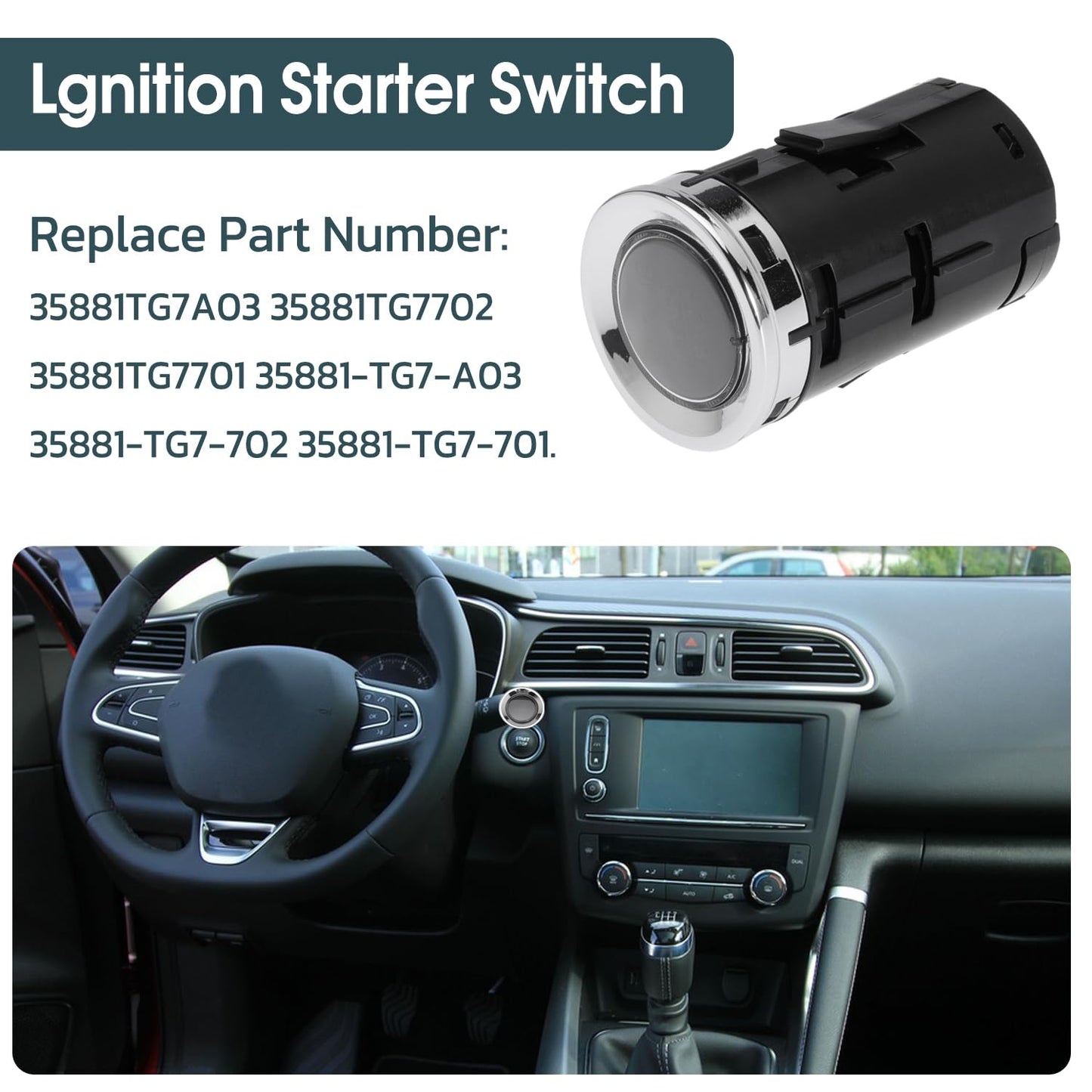 35881TG7A03 Ignition Starter Switch Engine Start Stop Push Button Replace 35881-TG7-702 35881-TG7-701 for Honda for Pilot for Ridgeline for Passport 2016 2017 2018 2019