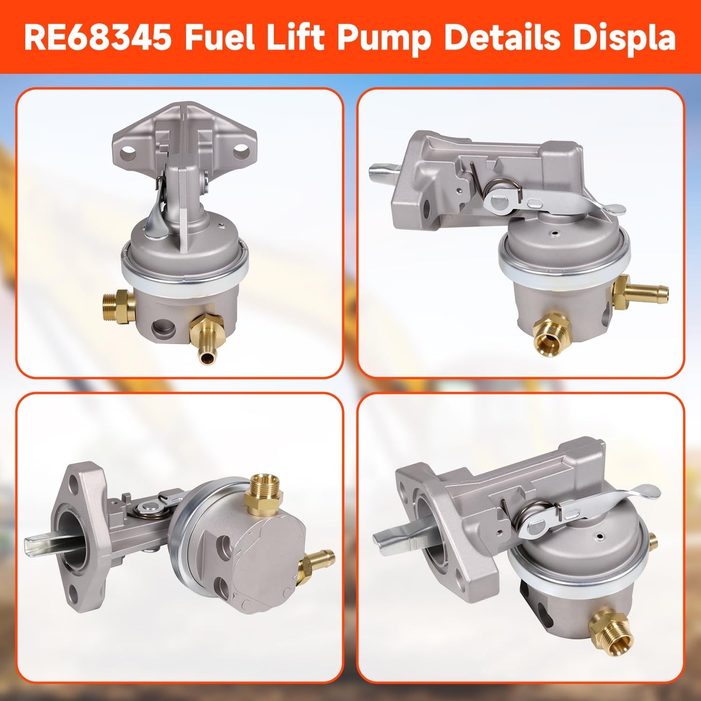 RE68345 Fuel Lift Pump for John Deere 4045 4045DF 4045HF 4045TF 6068 6068HF 6068TF 4.5 6.8 4.5L 6.8L Engine (4PCS)