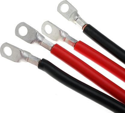 2 AWG Battery Cable 2AWG Gauge Battery Inverter Cables with 3/8 in Lugs Pure Copper Power Inverter Wire Set for Solar Marine Boat RV Car Motorcycle 2pcs (5FT)