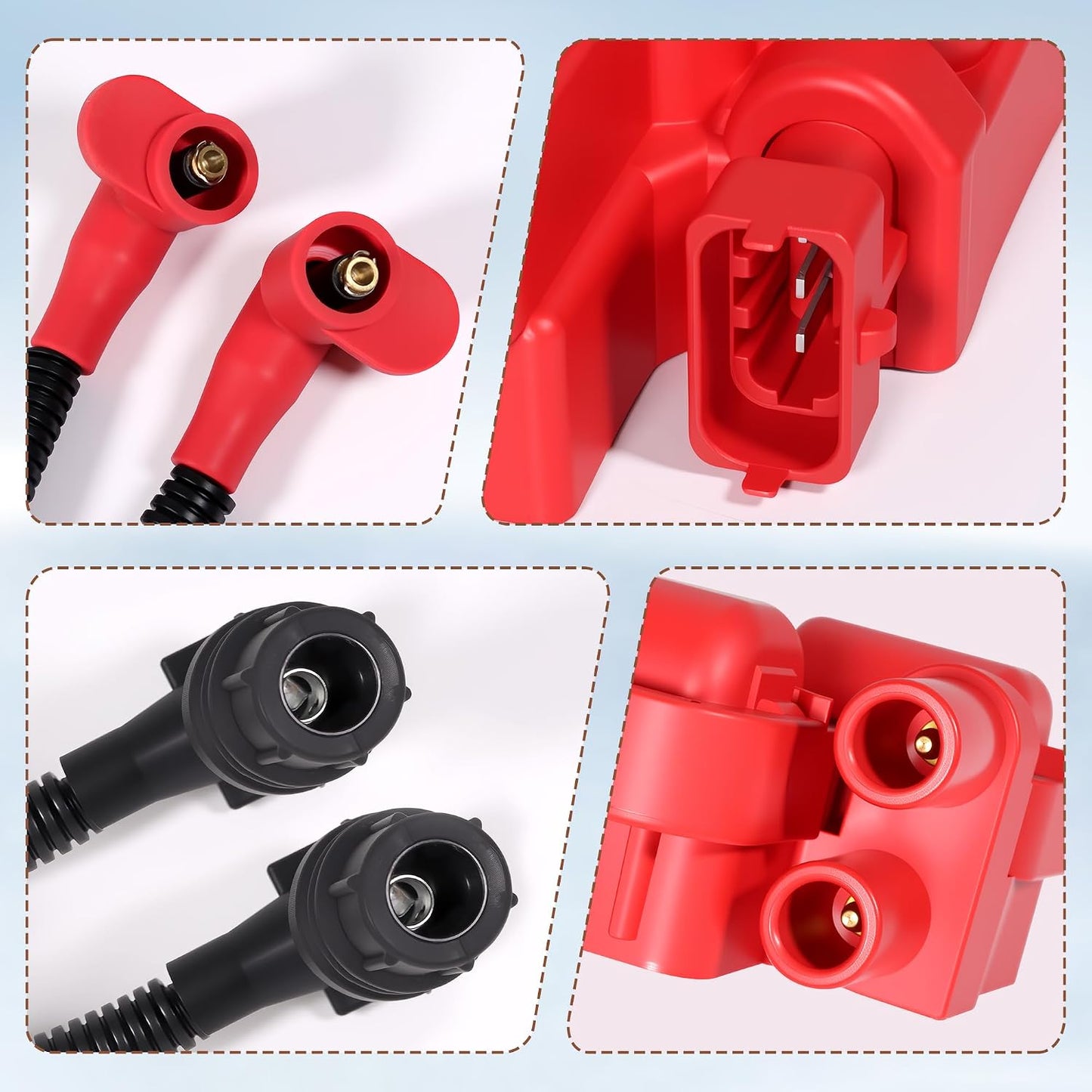 Ignition Coil Replace 2876049 4010425 and Spark Plug Wire Cap Replace 4012888 4012889 for Polaris Ranger Crew RZR 4 S 800 2011-2017 (CWC)