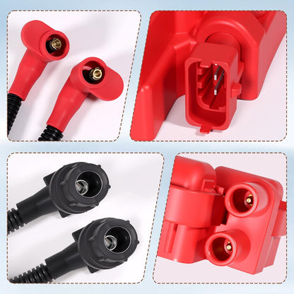 Ignition Coil Replace 2876049 4010425 and Spark Plug Wire Cap Replace 4012888 4012889 for Polaris Ranger Crew RZR 4 S 800 2011-2017 (CWC)