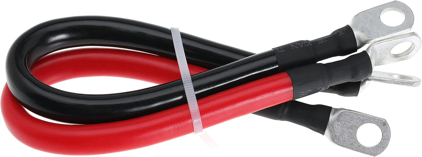 2 AWG Battery Cable 2AWG Gauge Battery Inverter Cables with 3/8 in Lugs Pure Copper Power Inverter Wire Set for Solar Marine Boat RV Car Motorcycle 2pcs (1FT)