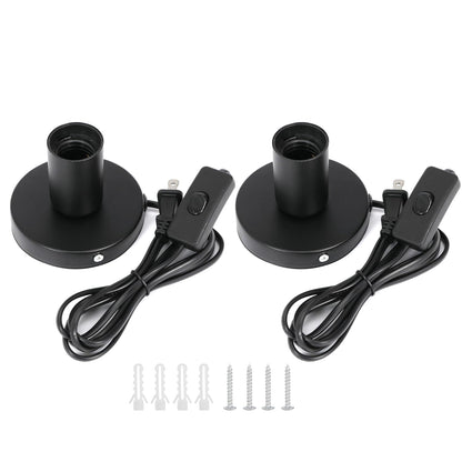 6Pcs Desktop Lamp Base Light Base Socket Screw Light Bulb Holder Base with 6 Feet Cord on Off Switch Plug for Holding Bulb for Your Night Light