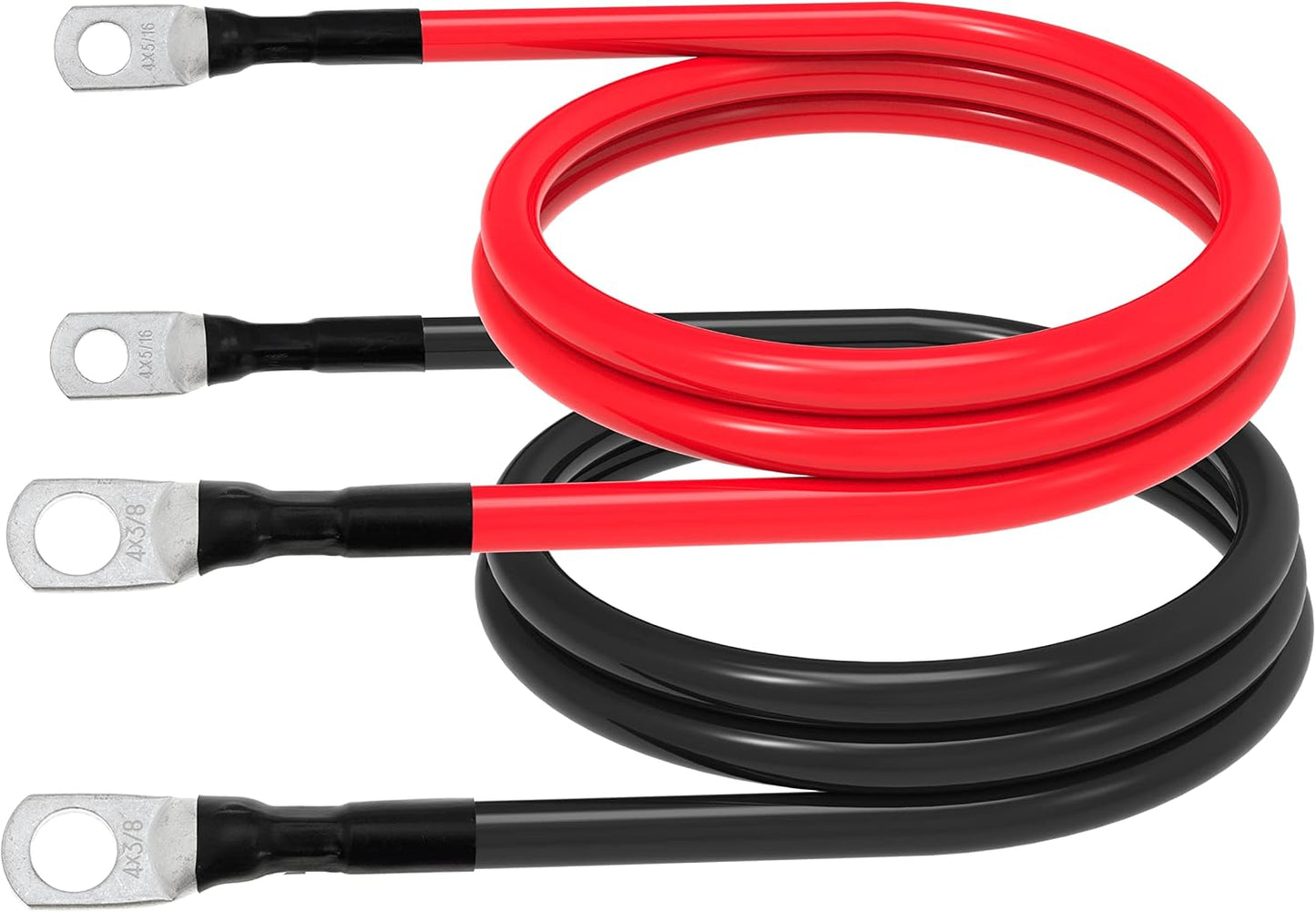 5 AWG Battery Cables 5 Gauge Power Inverter Cables with 3/8 Inch and 5/16 Inch Lugs Each End for Solar Marine Boat Vessel RV Car SUV Truck Tractor Motorcycle 2pcs (2FT, 5 AWG)