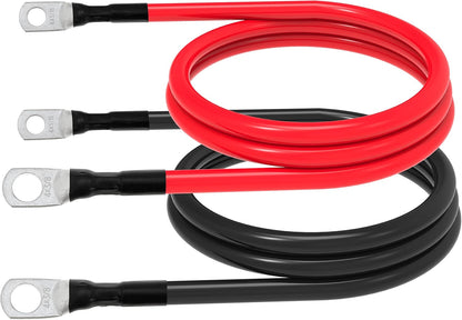 5 AWG Battery Cables 5 Gauge Power Inverter Cables with 3/8 Inch and 5/16 Inch Lugs Each End for Solar Marine Boat Vessel RV Car SUV Truck Tractor Motorcycle 2pcs (2FT, 5 AWG)