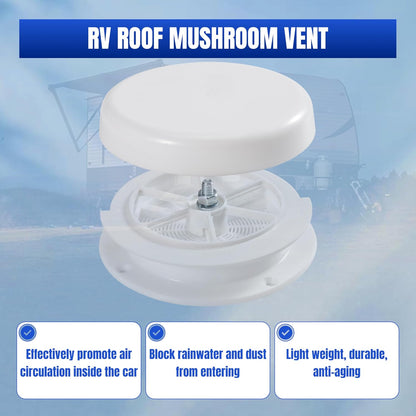 1 Pack RV Roof Mushroom Vent with 2Pcs Water Guard Cap Cover for RV Homes Campers Trailers Keystone Motor