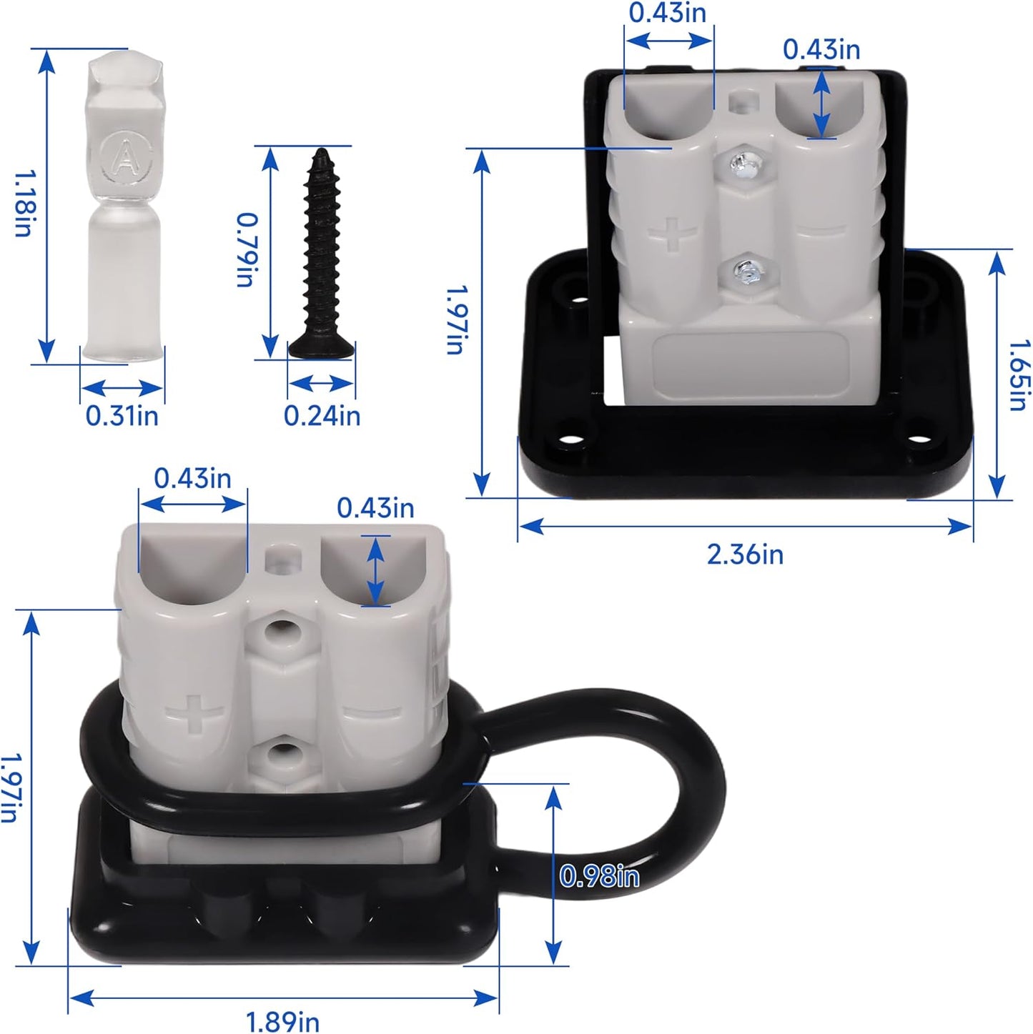 50A 600V Battery Quick Connect Disconnect Set 6-12AWG Battery Cable Connector Fit for 6/8/10/12 Gauge Connect and Disconnect Plug Connector with Protect Cover and Screws