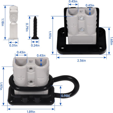 50A 600V Battery Quick Connect Disconnect Set 6-12AWG Battery Cable Connector Fit for 6/8/10/12 Gauge Connect and Disconnect Plug Connector with Protect Cover and Screws