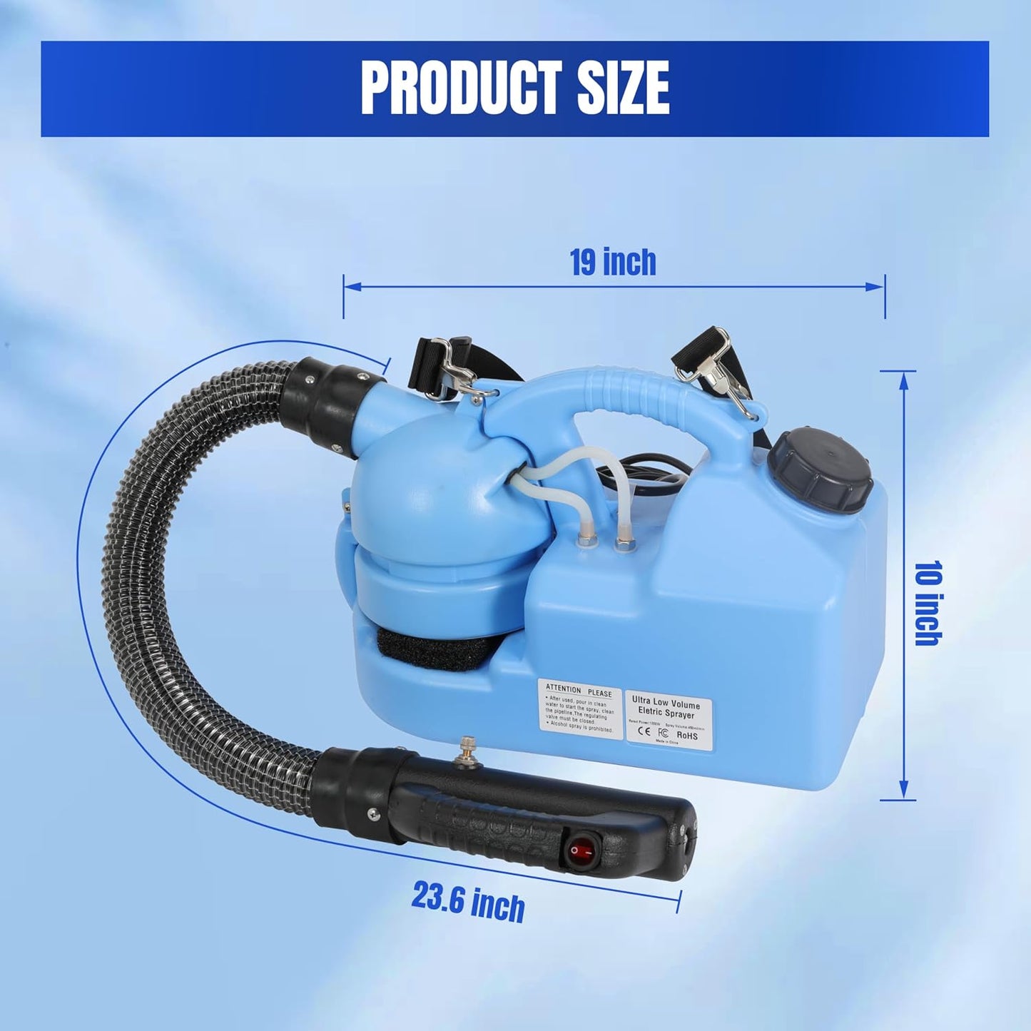 ULV Fogger Machine 7L (1.85 Gallon) Electric Portable Fogger Sprayer Ultra-Low Volume Atomizer for Indoor Outdoor Use in Home, Yard, Garden, Patio, and Large Spaces (7L Spray Machine-1Pack)