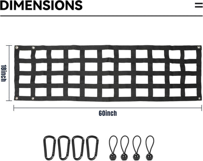 60x18 Tailgate Net Full Size Truck Cargo Net for Full-Size Pickup Truck Bed, Tail Gate Cargo Net 60'' x 18'' for Ford for Dodge Ram for Chevy for GMC（Style A