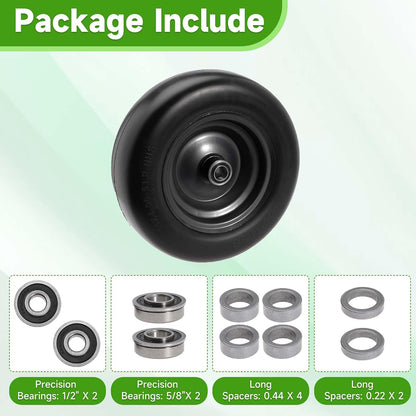 11x4.00-5 Solid Smooth Tires, Flat Free Lawn Mower Tires for Zero- Turn and Garden Tractor Mowers with 3/4" or 5/8" Bushing, Fit 3.4", 4", 4.5", 5" Centered Hub,1 Pack