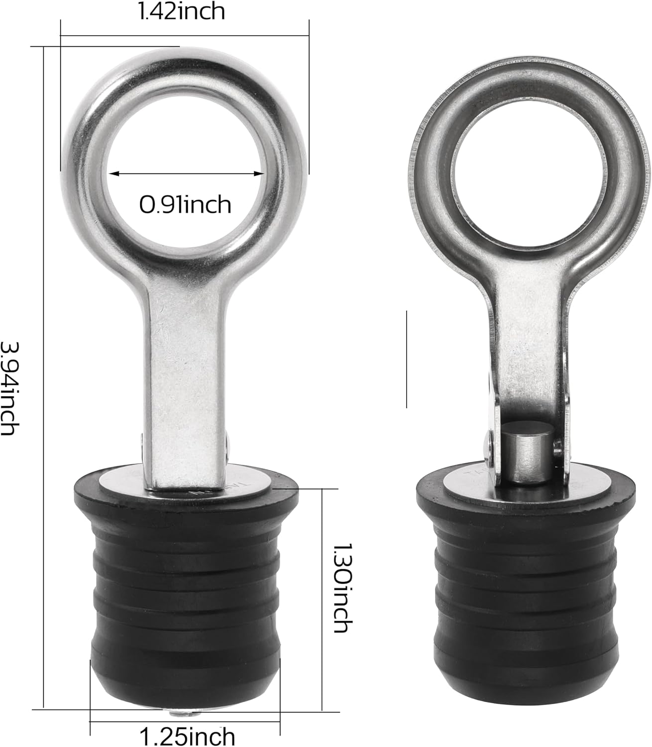 2 Pcs Boat Plug Snap Handle Boat Drain Plug Rubber Plugs with Brass/Stainless Steel Handle Marine Twist Plug Boat Accessories