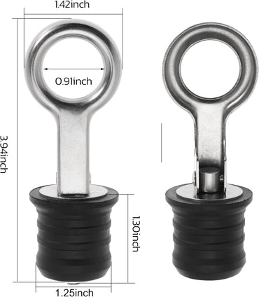 2 Pcs Boat Plug Snap Handle Boat Drain Plug Rubber Plugs with Brass/Stainless Steel Handle Marine Twist Plug Boat Accessories