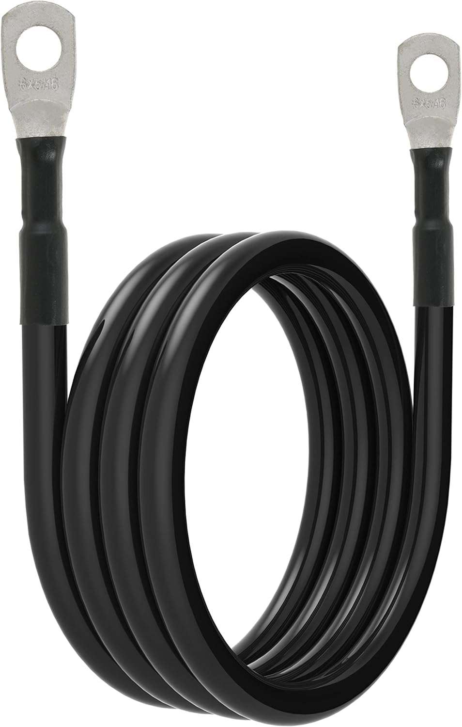 6 AWG Battery Cables 6 Gauge Battery Power Inverter Cable with 5/16 Inch Tinned Copper Lugs Both Ends for Solar Marine Boat RV Car Motorcycle 2 pcs (4FT)