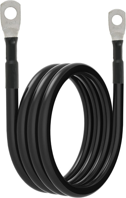 6 AWG Battery Cables 6 Gauge Battery Power Inverter Cable with 5/16 Inch Tinned Copper Lugs Both Ends for Solar Marine Boat RV Car Motorcycle 2 pcs (4FT)