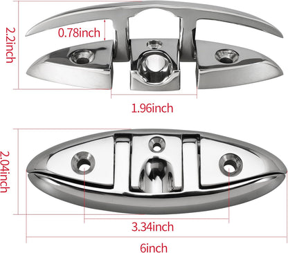 316 Stainless Steel Boat Folding Cleats Flip-up Dock Cleat with Screws Marine Dock Rope Cleats Compatible with Kayak Yacht Pontoon Boat