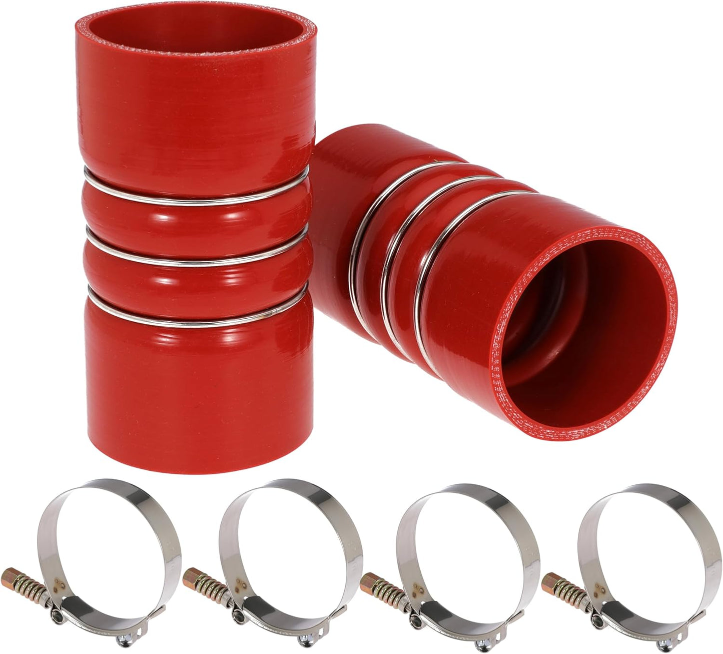3 Inch Silicone Charge Air Cooler Hump Hose Boot Set 3" X 6" with T Bolt Clamp Red (Hose-3060-RD)