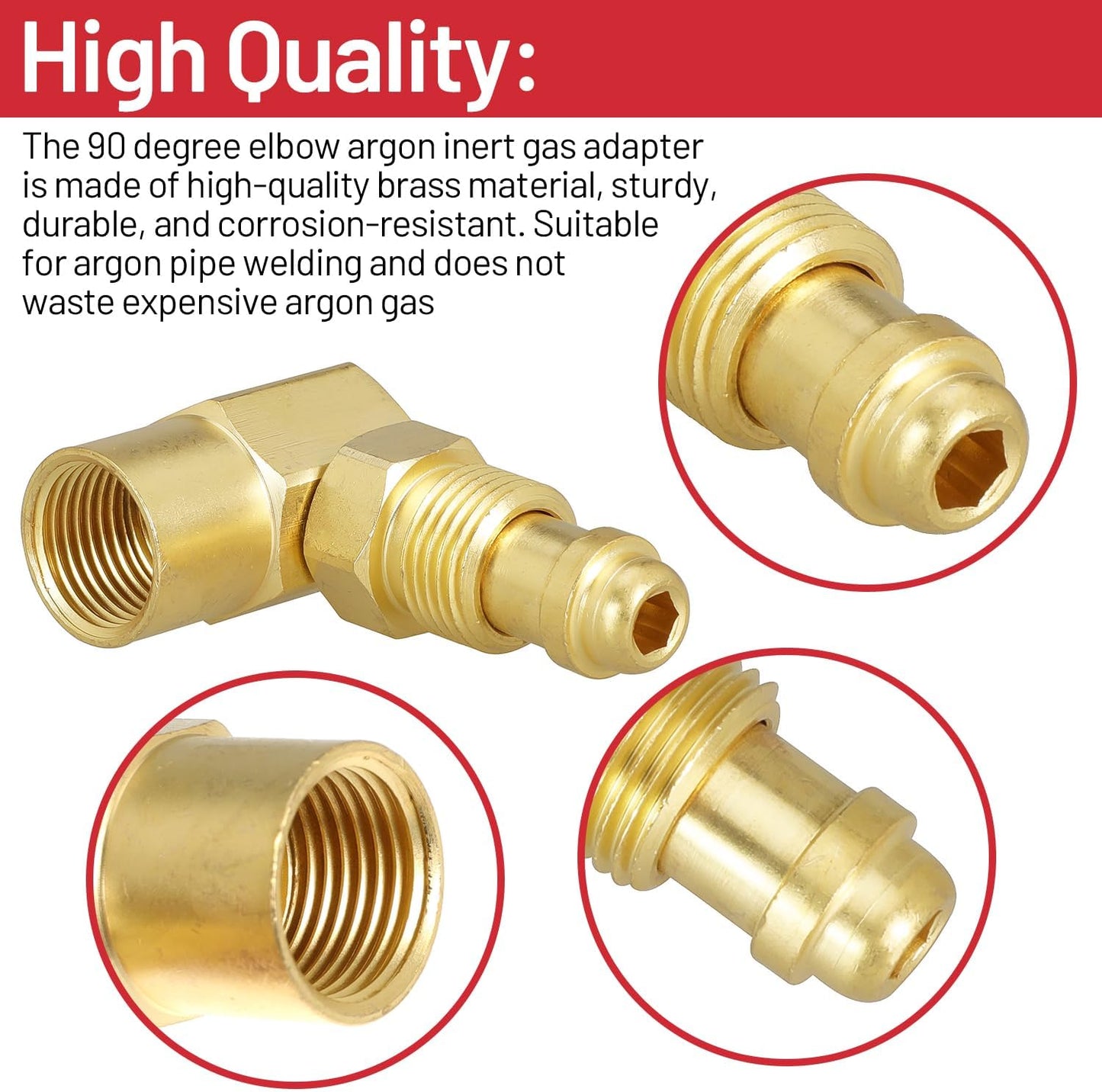 AW-407 / CGA 032 Nut/NIP -032 Body 90' 90 Degrees Elbow Inert Gas Adaptor Argon Welder Connector for Everlast for TIG for MIG Welder