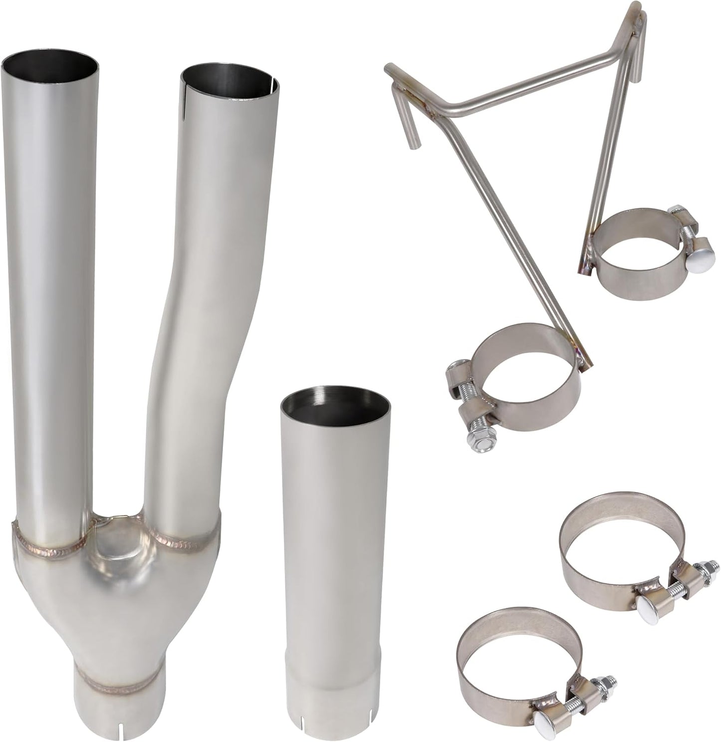 Dual Exhaust Muffler Y-Pipe Kit for Dodge Ram 1500 Hemi Pickup Trucks 5.7L 2009-2019 with 3 inch Innet and 2.25 inch Outlet Y Pipe Muffler, Silver