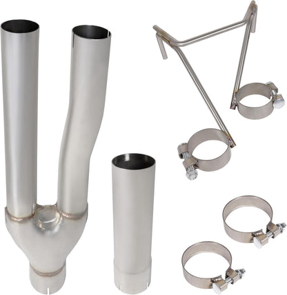Dual Exhaust Muffler Y-Pipe Kit for Dodge Ram 1500 Hemi Pickup Trucks 5.7L 2009-2019 with 3 inch Innet and 2.25 inch Outlet Y Pipe Muffler, Silver