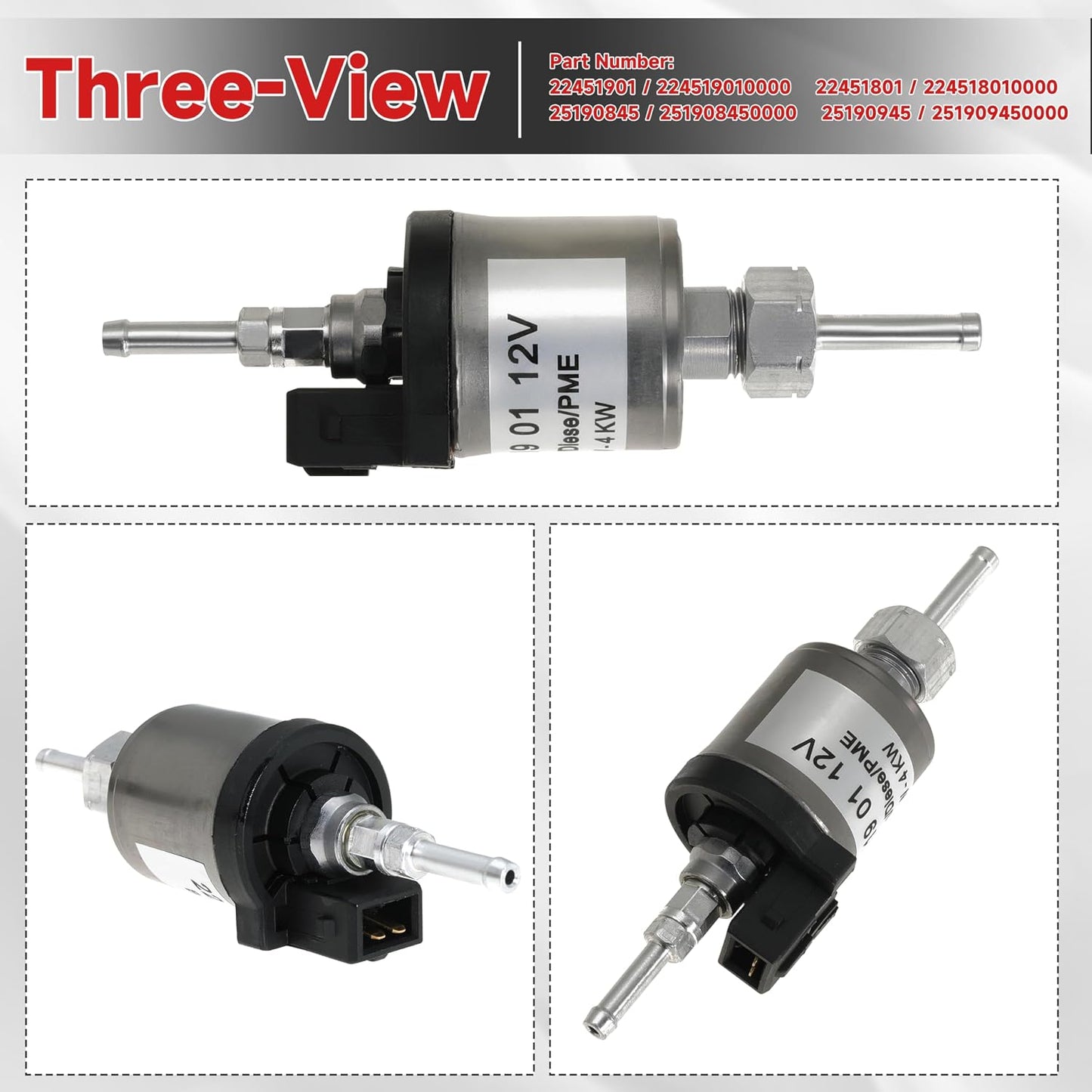 12V 22ML Fuel Pump for Espar Eberspacher Airtronic D2 D4 1KW-4KW Diesel Dosing Pump Heater Replaces 22451901 224519010000