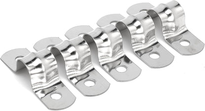 25PCS M10 304 Stainless Steel Rigid Pipe Strap Two Hole Cable Strap u Bracket Pipe Clamps Heavy Duty Pipe Fasten Holder for Tube, Pipe or Wire Cord Installation (25, 10MM（3/8 "）)