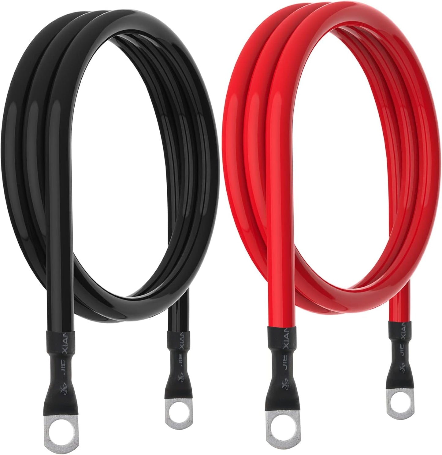 4 AWG Battery Cable 4AWG Gauge Pure Copper Battery Inverter Cables with 3/8 in Lugs Both Ends Power Inverter Wire Set for Automotive Solar Marine Boat RV Car Motorcycle Red and Black (4FT)
