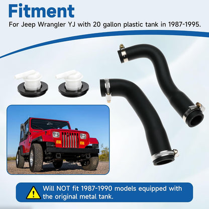 52040079 52040081 Fuel Filler Hose with Vent Valve and Grommet Kit Replaces 5360058 911060 for Jeep Wrangler YJ 1987-1995 Gas Tank