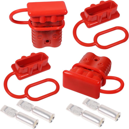 175A 600V Battery Quick Connect Disconnect Connectors Wire Harness Plug Kit for 2-4 Gauge Cables, Red