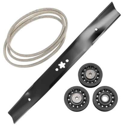 Idler Pulley and Blade Repair Kit for LC221A LC221AH 22" AWD Walk-Behind Mowers, Includes 587969201 587973001 587969201 Pulleys, 580364609 Drive Belt and 586859604 Blade(Black Belt, with Blade)