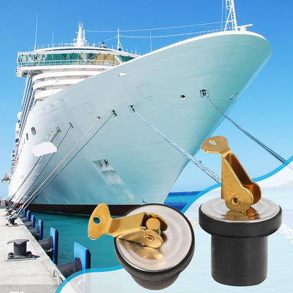 Boat Plug 7/8 Inch Brass Boat Drain Plug Snap Handle Plug Deck Plug for Boat Marine (7/8inch-2)