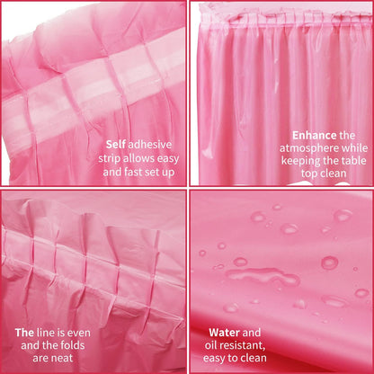 10-Parks Tulle Table Skirt-5 Pack Pink Table Cloths for Parties Table Skirts for Rectangle Tables 54" x 108" Pink Tablecloths for Party Birthday Baby Shower