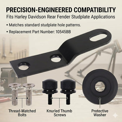 Seat Bracket for Harley Davidson Rear Fender Studplate Replaces 10545BB with Washers and Screws
