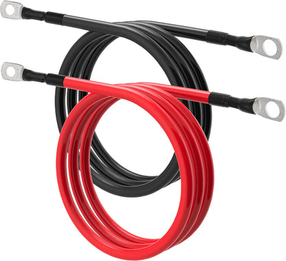 5 AWG Battery Cable 5AWG Gauge Battery Inverter Cables for Automotive Solar Marine Boat RV Car Motorcycle (5 AWG, 10FT, 3/8"+5/16")