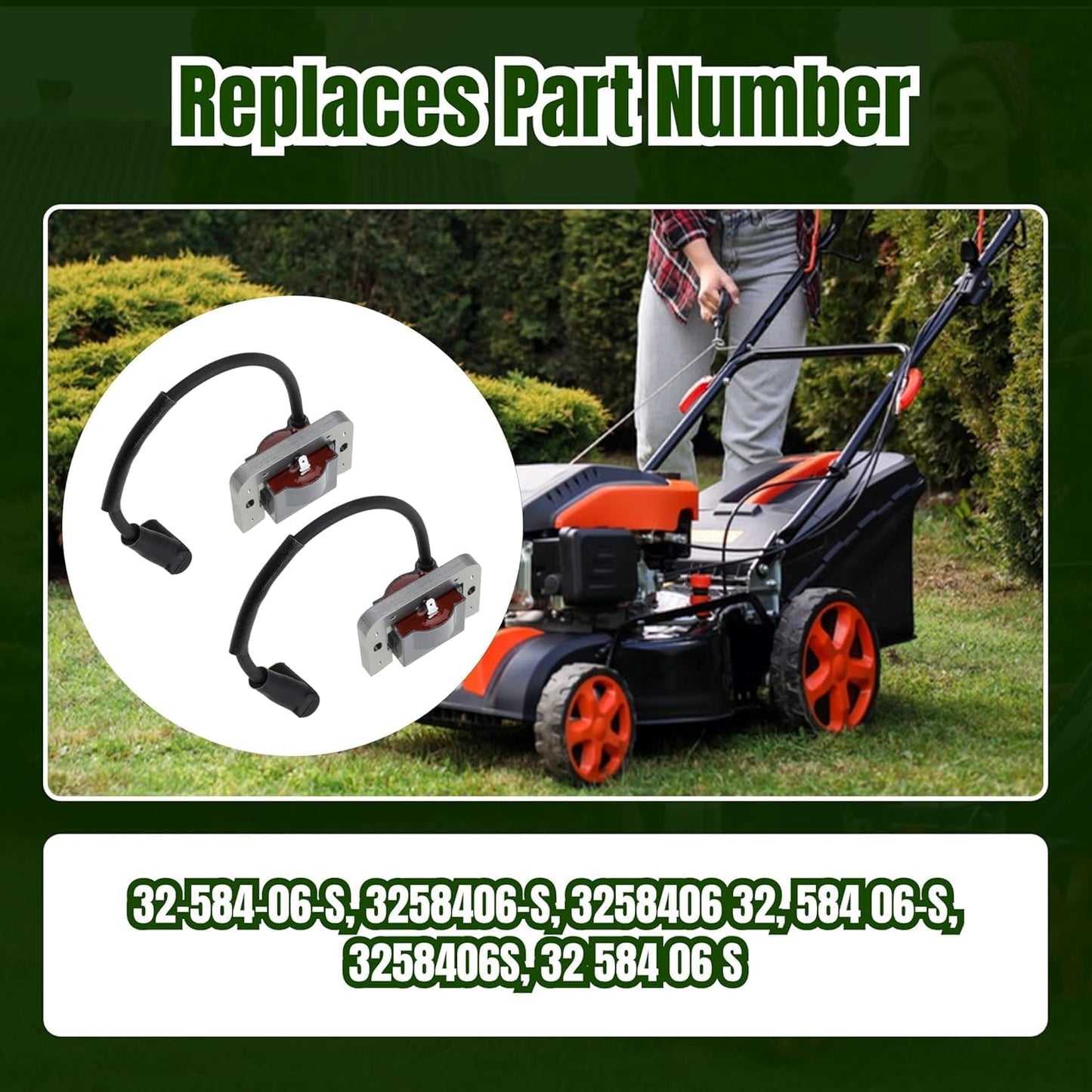 2PCS 32-584-06-S Ignition Coil for Kohler KT ZT Engines 7000 Series Lawn Mower Engine KT610 KT740 ZT720 ZT730 Replace 3258406-S 3258406 3258406S 32 584 06 S