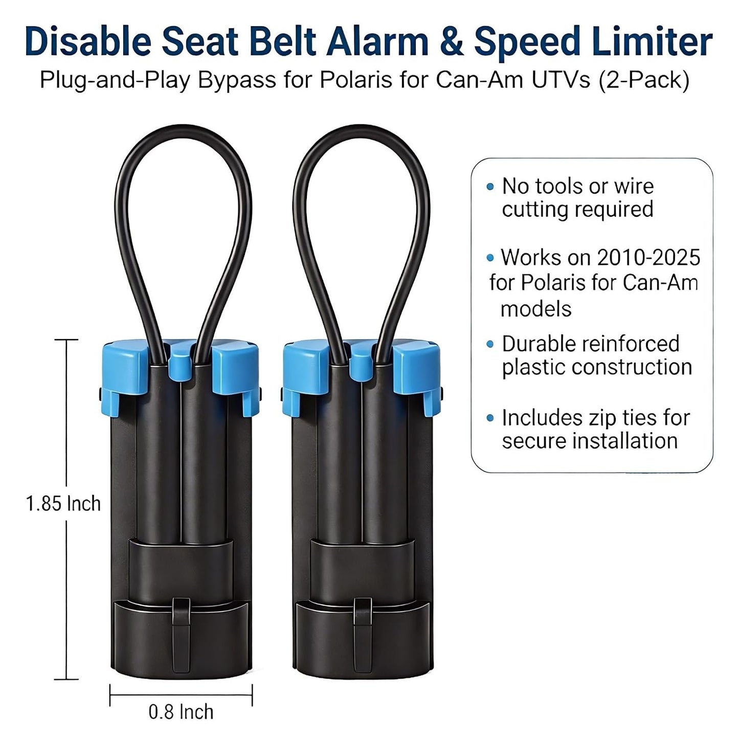 Seat Belt Bypass Plug for Polaris RZR RS1 Ranger 570-1000 XP for Can Am Maverick X3 Defender Commander 1000 UTV Seat Belt Override Connector Disable Seatbelt Alarm Speed Limiter Plug Play Off-Road 4PC