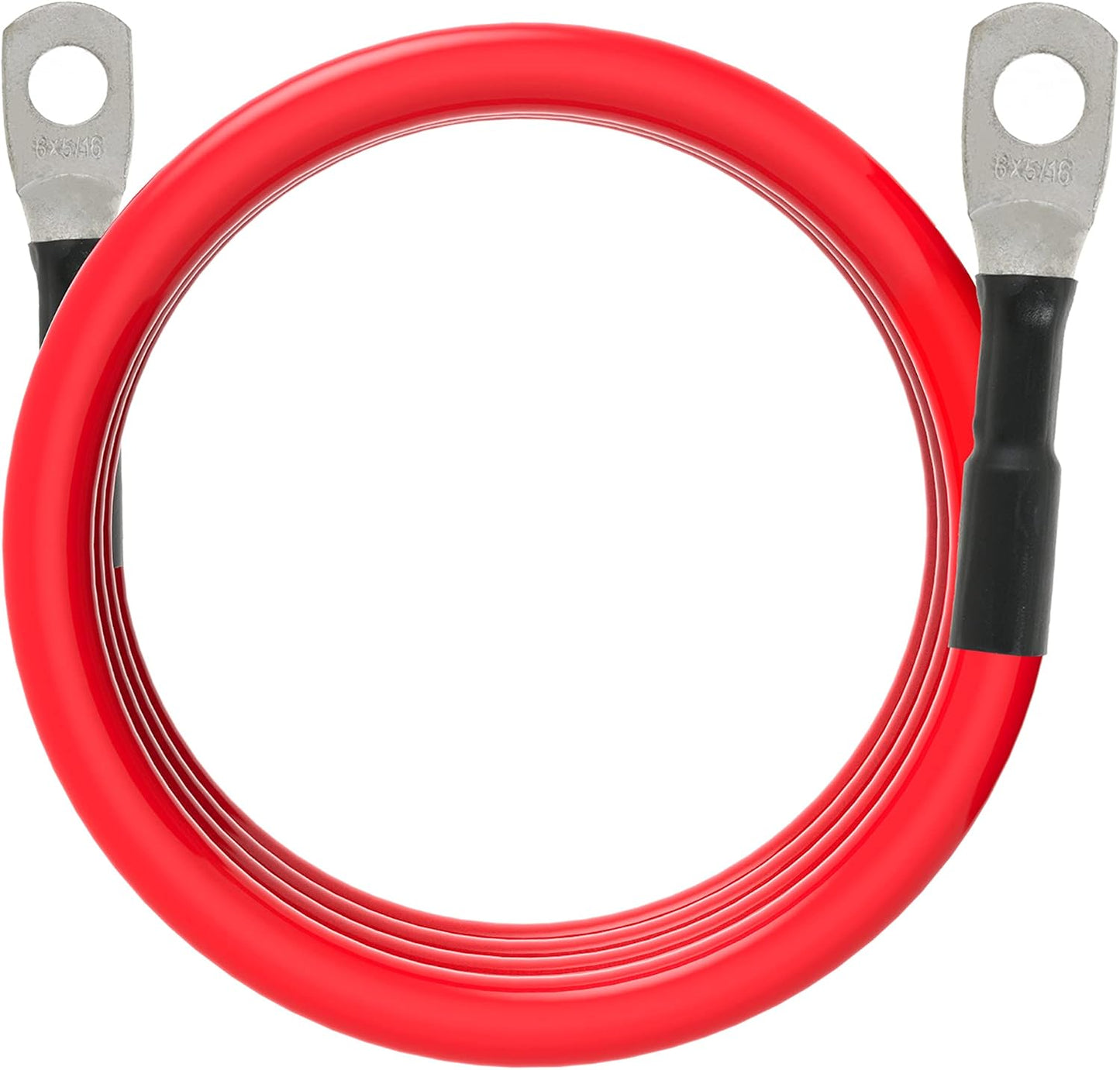 6 AWG Battery Cables 6 Gauge Battery Power Inverter Cable with 5/16 Inch Tinned Copper Lugs Both Ends for Solar Marine Boat RV Car Motorcycle 2 pcs (3FT)