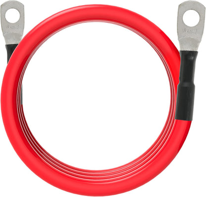 6 AWG Battery Cables 6 Gauge Battery Power Inverter Cable with 5/16 Inch Tinned Copper Lugs Both Ends for Solar Marine Boat RV Car Motorcycle 2 pcs (3FT)