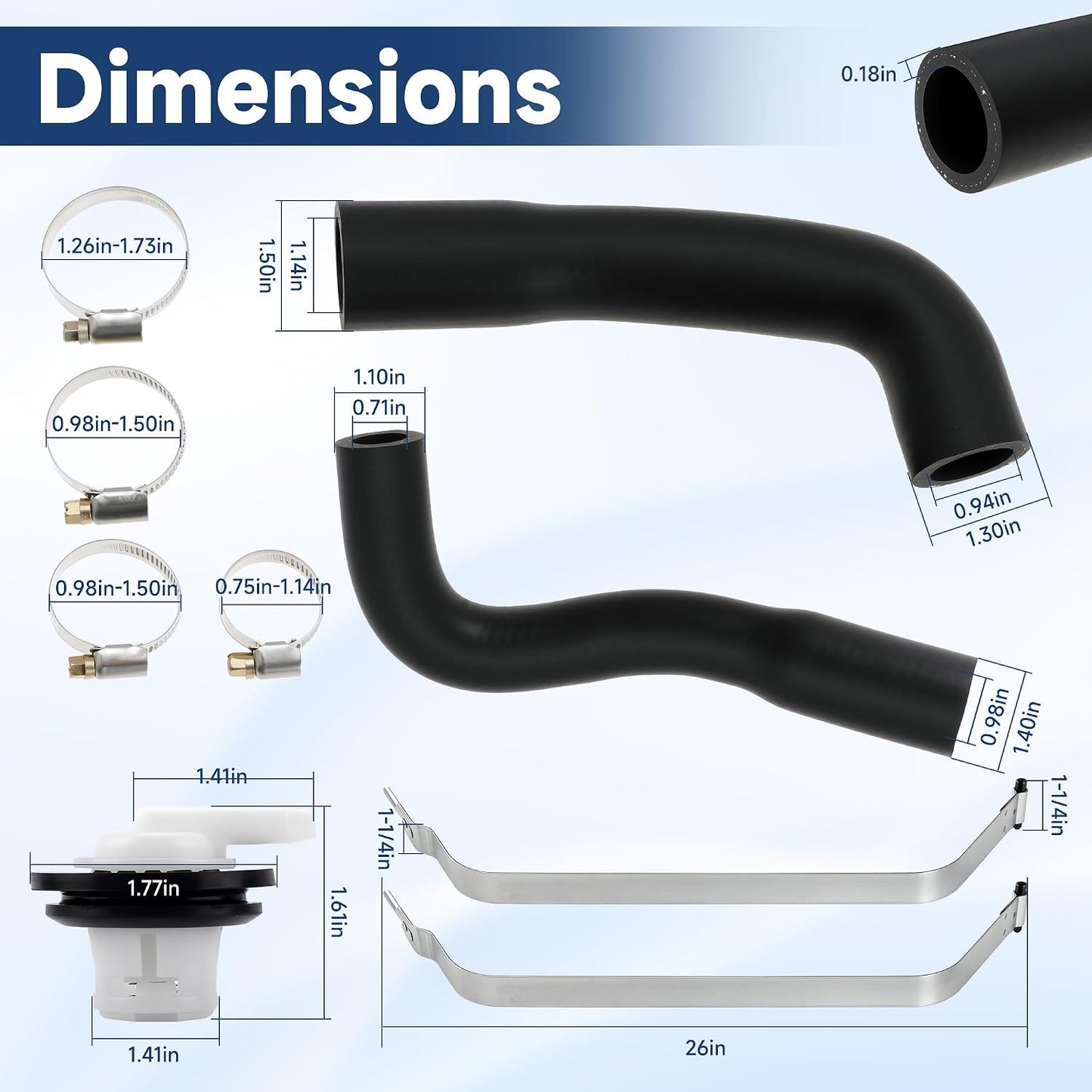 Fuel System Repair Kit- Includes 52040079 52040081 Fuel Filler Hose, Fuel Tank Straps and Vent Valve and Grommet for Jeep Wrangler YJ 1987-1995 Gas Tank