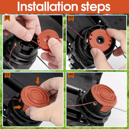 WA0010 Spool Trimmer Line Trimmer Spools For Worx String Trimmer WA0010 Weed Eater and WA6531 Spool Cap Cover for Worx Weed Eater WG150 WG151 WG152 WG153 (12 Trimmer Line Spools+3 Spool Caps)