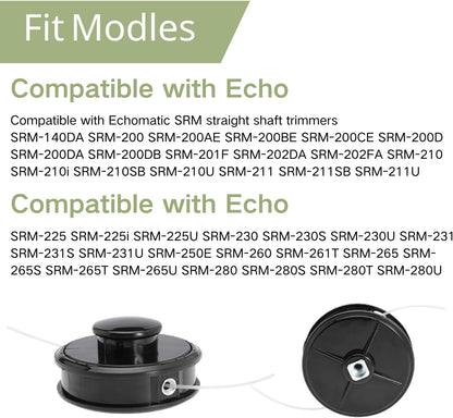 21560070 Trimmer Head for Echo Echomatic SRM210 SRM225 SRM230 SRM235 SRM-266 SRM2100 Straight Shaft Trimmers Replace 21560050 200095200 101062952 9994420545 99944200470 with 0.095" Line (Trimmer-B562)