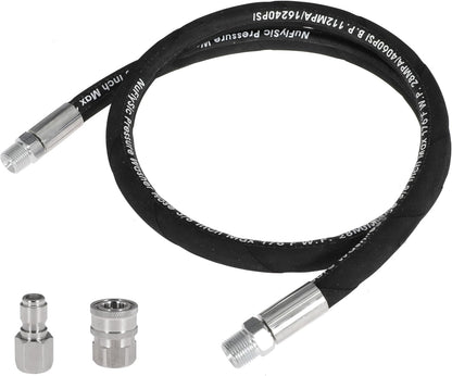 Pressure Washer Whip Hose Power Washer Jumper Hose for Pressure Washing with Steel Connector 3/8 Inch NPT Quick Connect Plug Hose Reel Connector Hose, 4000 PSI, 2FT, 2PCS