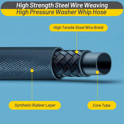 Pressure Washer Whip Hose Power Washer Jumper Hose for Pressure Washing with Steel Connector 3/8 Inch NPT Quick Connect Plug Hose Reel Connector Hose, 4000 PSI, 5FT, 2PCS