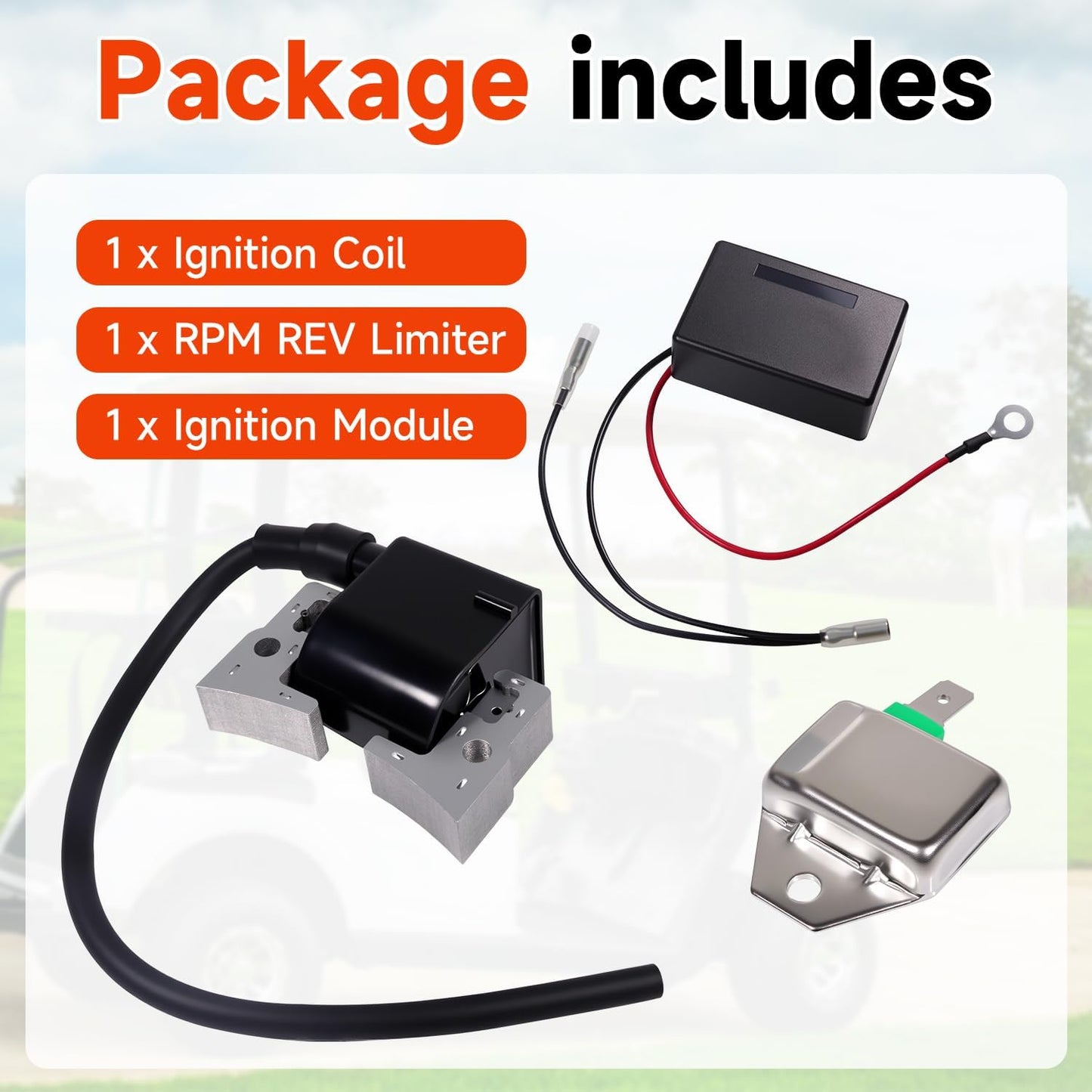 Ignition Coil 101909201 & RPM REV Limiter 1019094-01 & Igniter Module 211192161 for Club Car for Kawasaki FE290 FE350