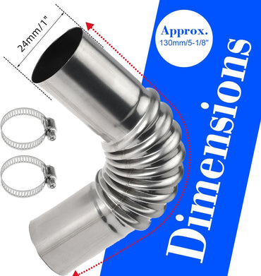 24mm Exhaust Tube Connector for Chinese for Webasto Diesel Heaters with Clamps, Pack of 2