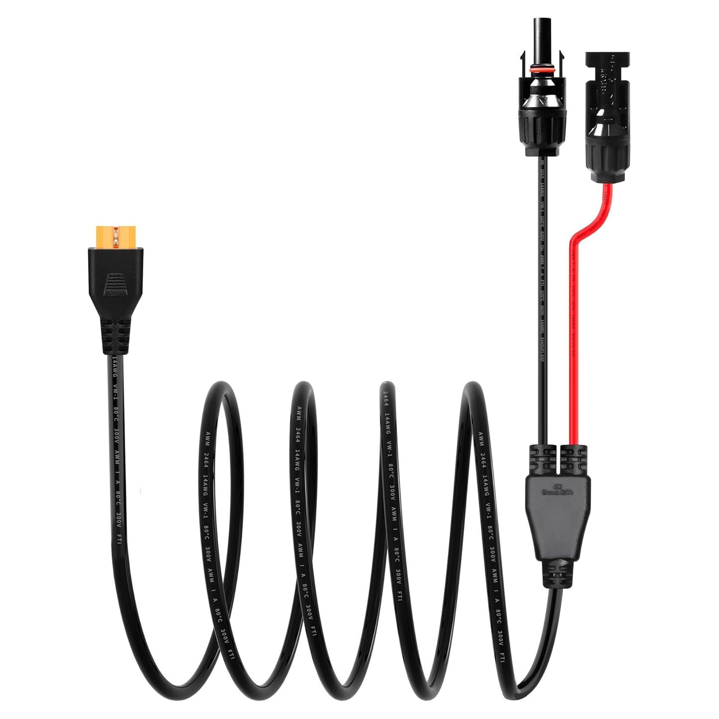 14AWG 8FT Solar to XT60i Charge Extension Cable for Solar Panels Portable Power Stations
