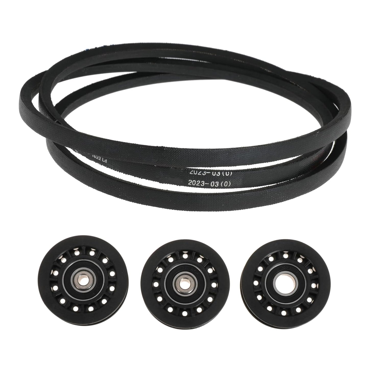 Idler Pulley and Blade Repair Kit for LC221A LC221AH 22" AWD Walk-Behind Mowers, Includes 587969201 587973001 587969201 Pulleys, 580364609 Drive Belt and 586859604 Blade(Black Belt, with Blade)